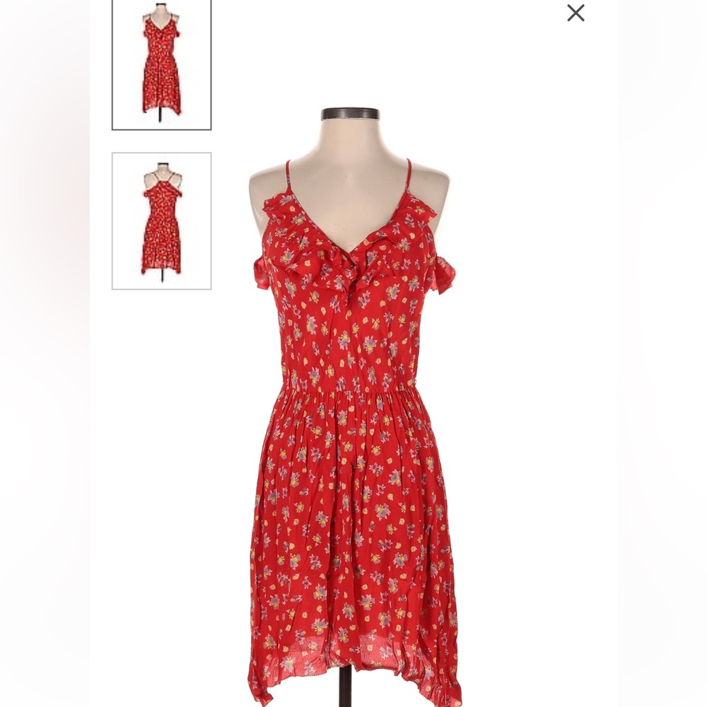Rebecca Taylor V Neck Ruffle Floral Dress